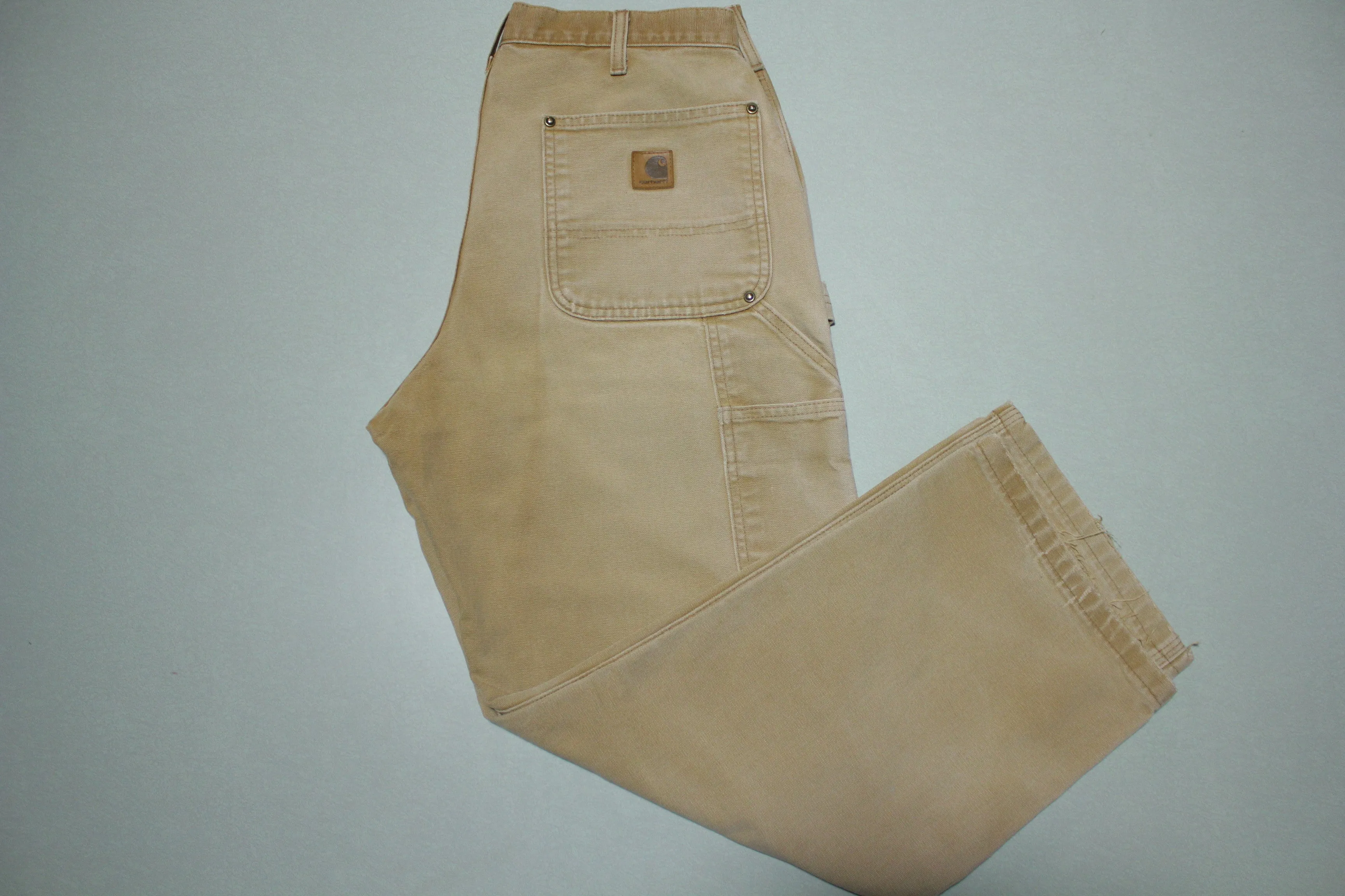 Carhartt Vintage Distressed B136 Double Knee Front Work Construction Utility Pants BRN