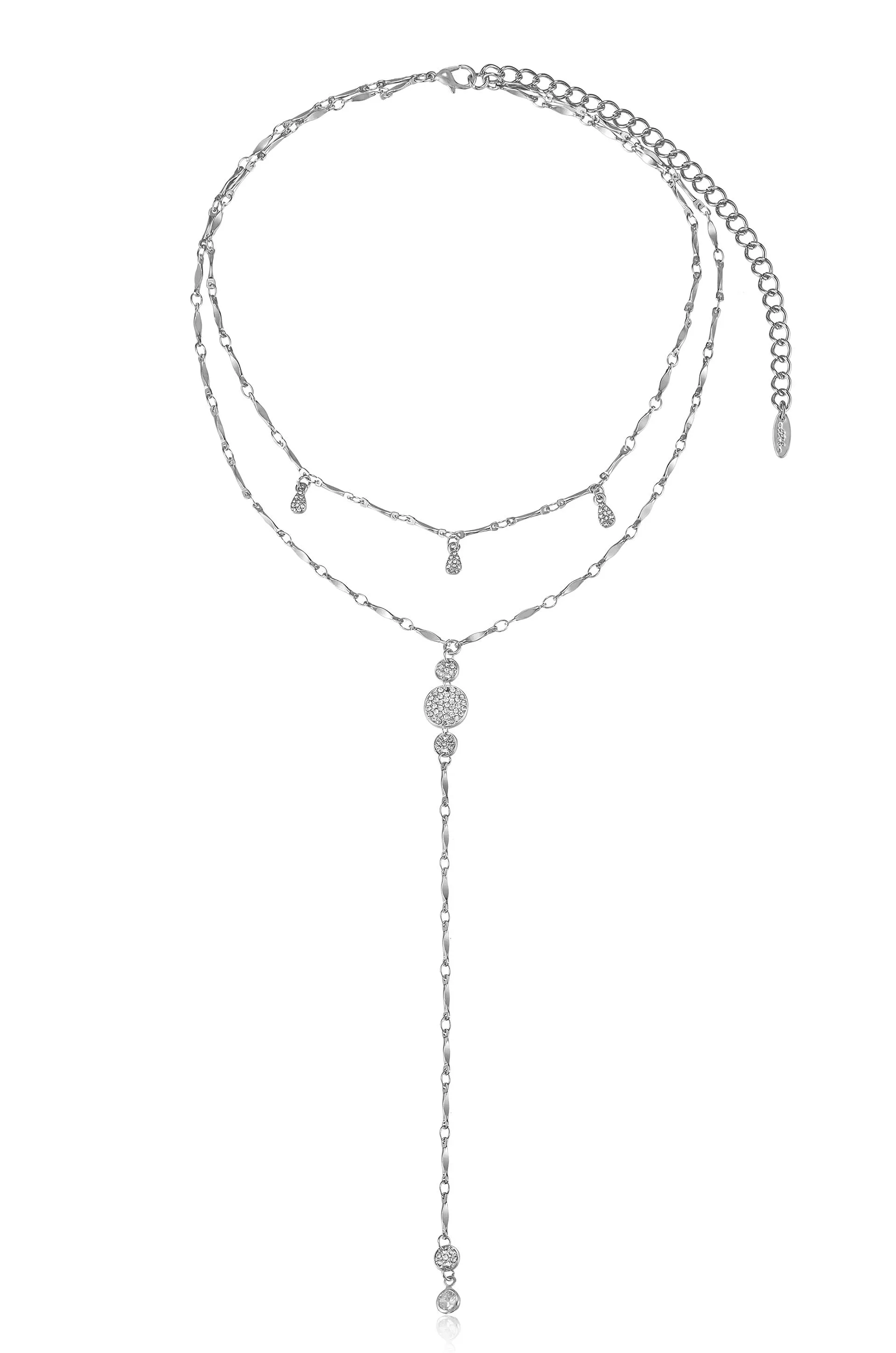 Carmine Layered Crystal Lariat Necklace