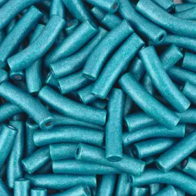 Ceramic Beads-27x6mm Curved Tube-Earthy Metallic Blue-Quantity 1