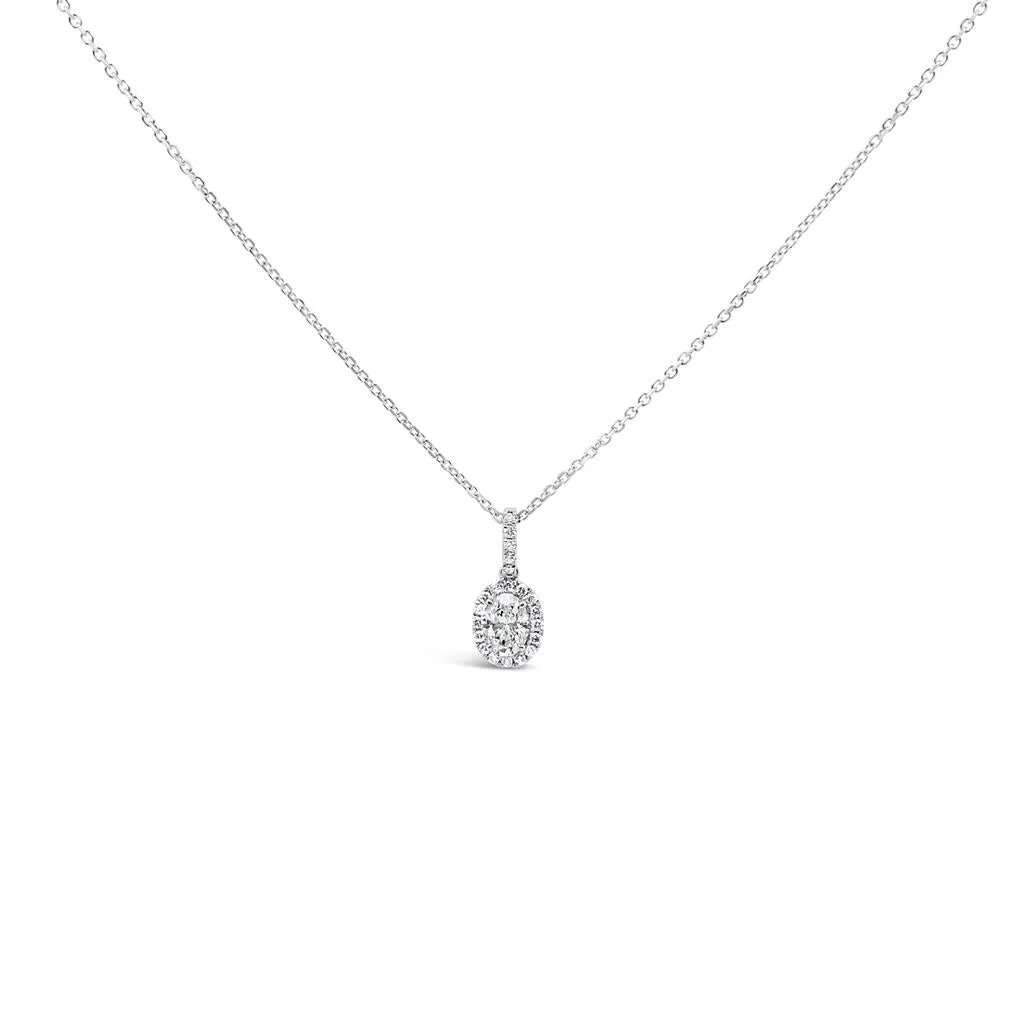 Clara by Martin Binder Oval Diamond Halo Necklace (0.56 ct. tw.)