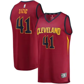 Cleveland Cavaliers Ante Zizic Fanatics Branded Replica Road Fast Break Icon Jersey Kids - Burgundy | Ireland U4104R3