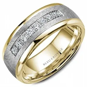 Crown Ring White & Yellow Gold Diamond Wedding Band