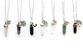 Crystal Point with Charm Necklace