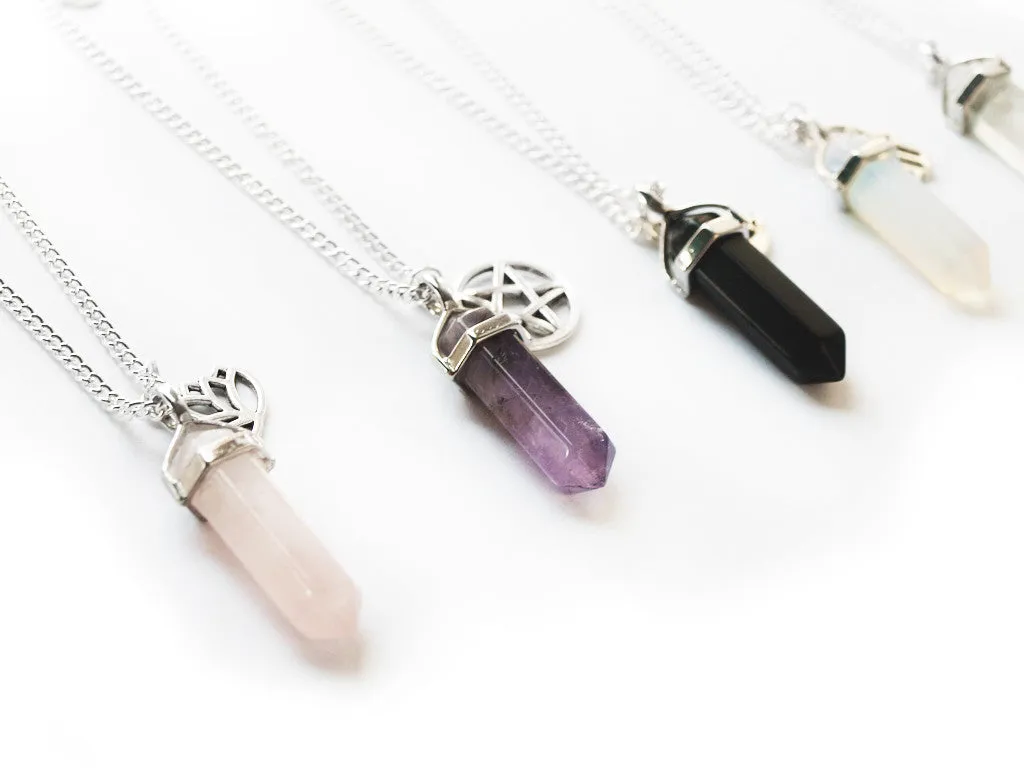 Crystal Point with Charm Necklace