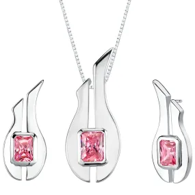 Cubic Zirconia Pendant Earrings Set Sterling Silver