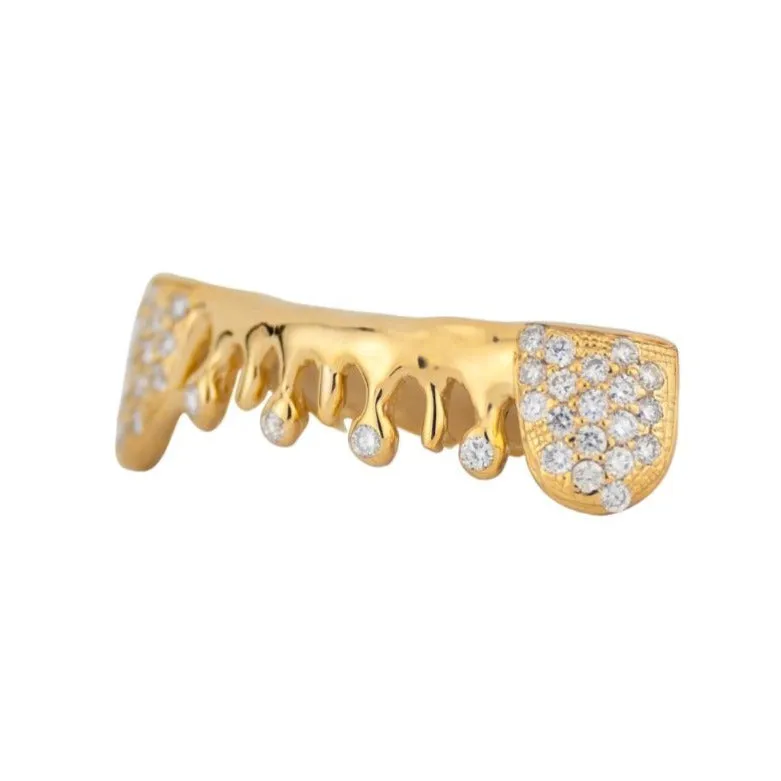 Custom 6 piece Diamond Drip Grillz with Diamond Fangs