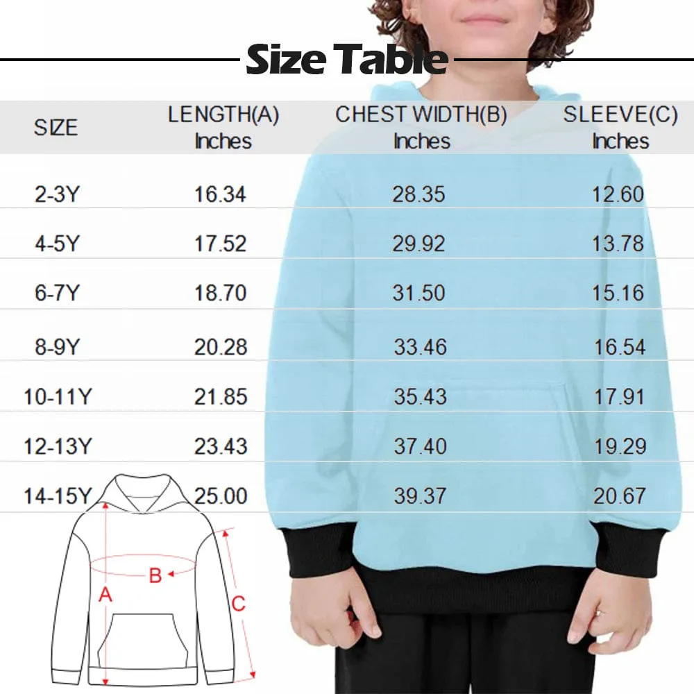 Custom Funny Face Kid's Long Sleeve Hoodie for 2-15Y Personalized Hooded Pullover Loose Hoodie