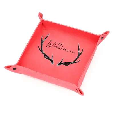 Custom Name Antlers Colorful Storage Tray PU leather Tray For Best Dad Father's Day Gift