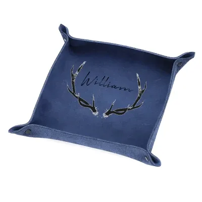 Custom Name Antlers Colorful Storage Tray PU leather Tray For Best Dad Father's Day Gift