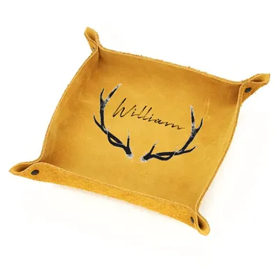 Custom Name Antlers Colorful Storage Tray PU leather Tray For Best Dad Father's Day Gift