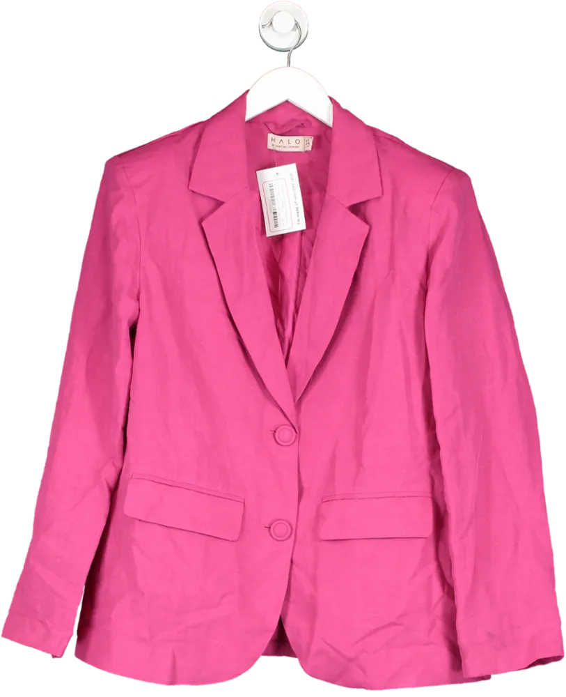 Dancing Leopard Pink Tatiyana Linen And Cotton Blend Blazer Blazer In Raspberry UK 8