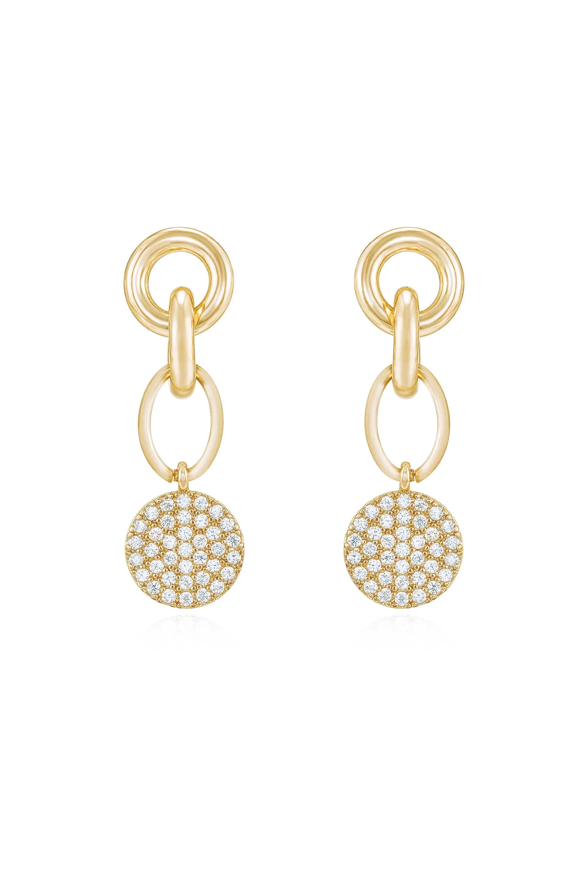 Dangle Crystal Disc Earrings