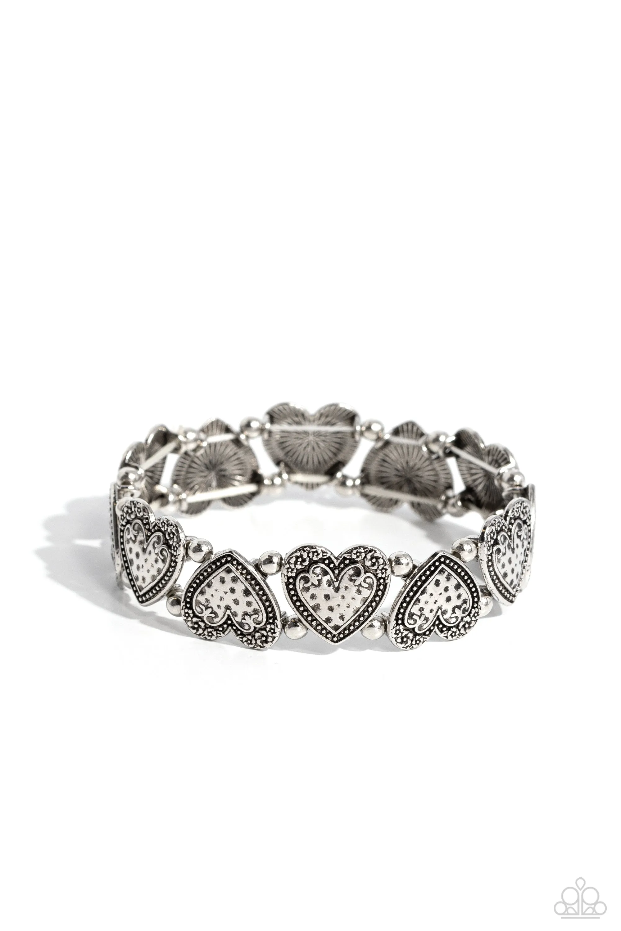 Date Night Deluxe Silver Heart Bracelet - Paparazzi Accessories