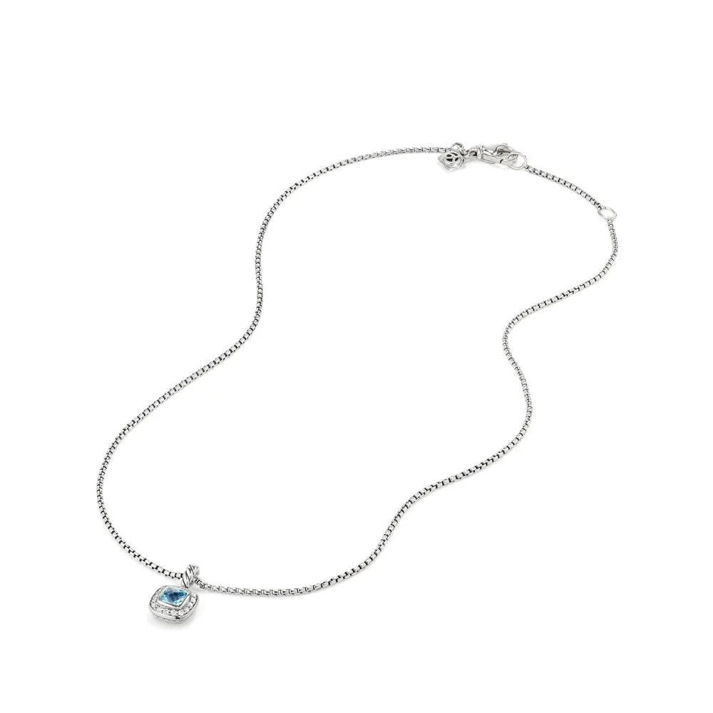 David Yurman Albion Kids Necklace with Blue Topaz and Diamonds, 4mm