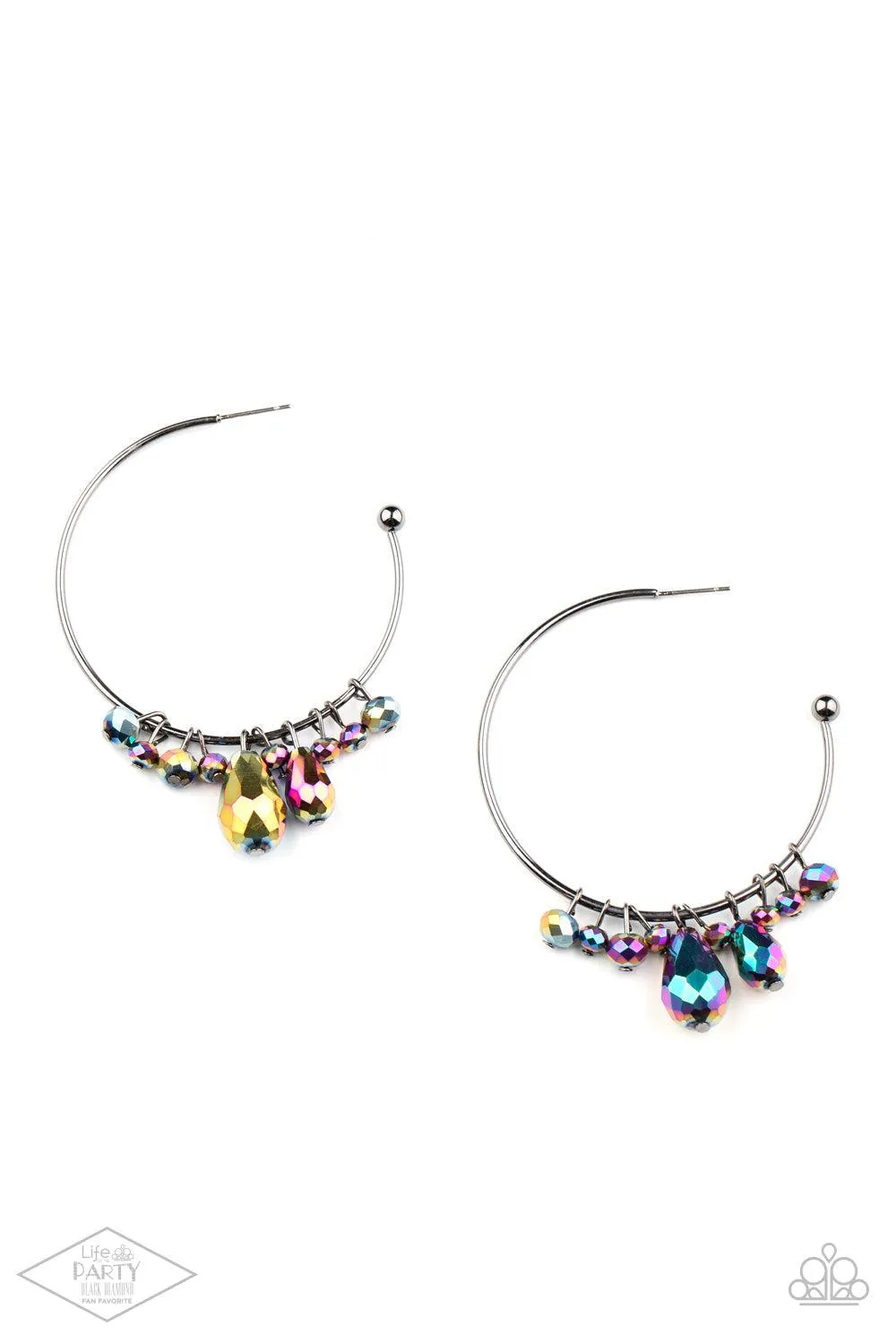 Dazzling Downpour Multi Oil Spill Hoop Earrings - Paparazzi Accessories