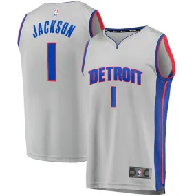 Detroit Pistons Reggie Jackson Fanatics Branded Replica Fast Break Player Statement Jersey Kids - Grey | Ireland C3714P3