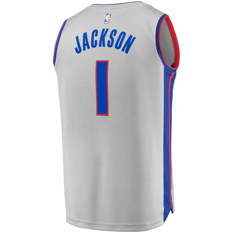 Detroit Pistons Reggie Jackson Fanatics Branded Replica Fast Break Player Statement Jersey Kids - Grey | Ireland C3714P3