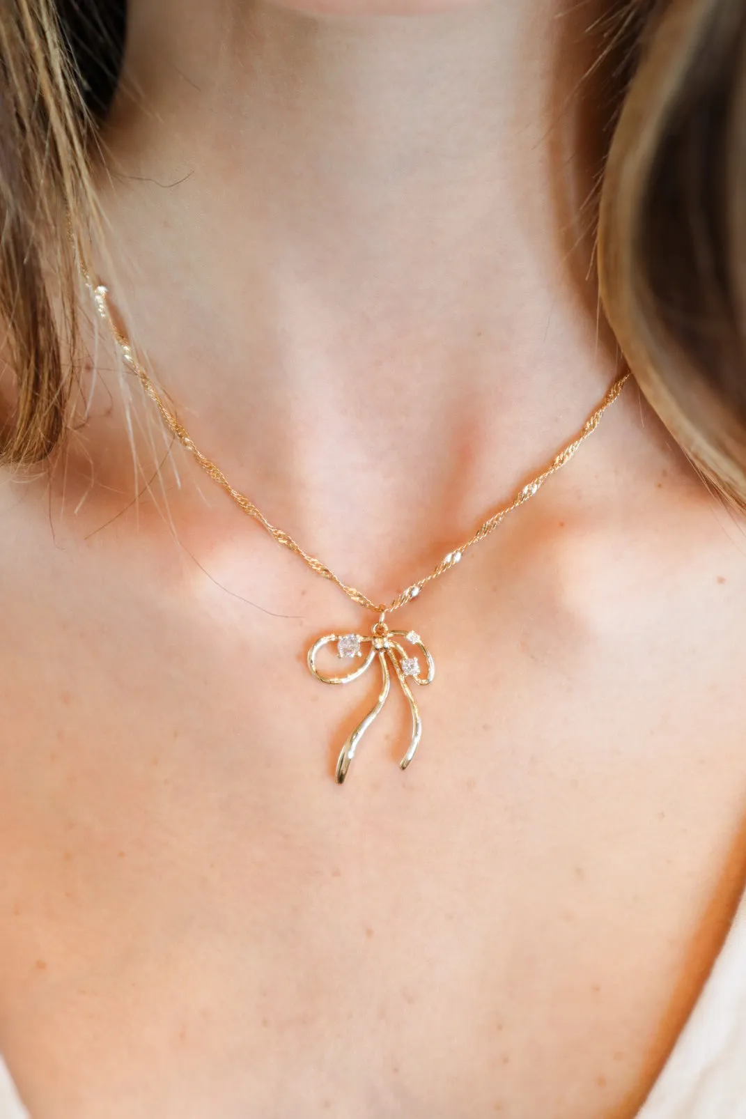 Diamond Bow Necklace