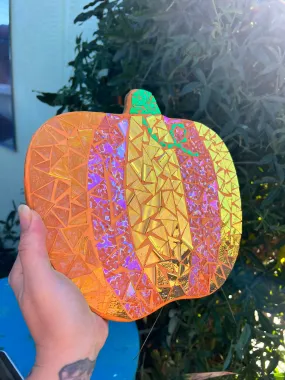 Dichroic glass mosaic (Lazy Susan) Pumpkin 