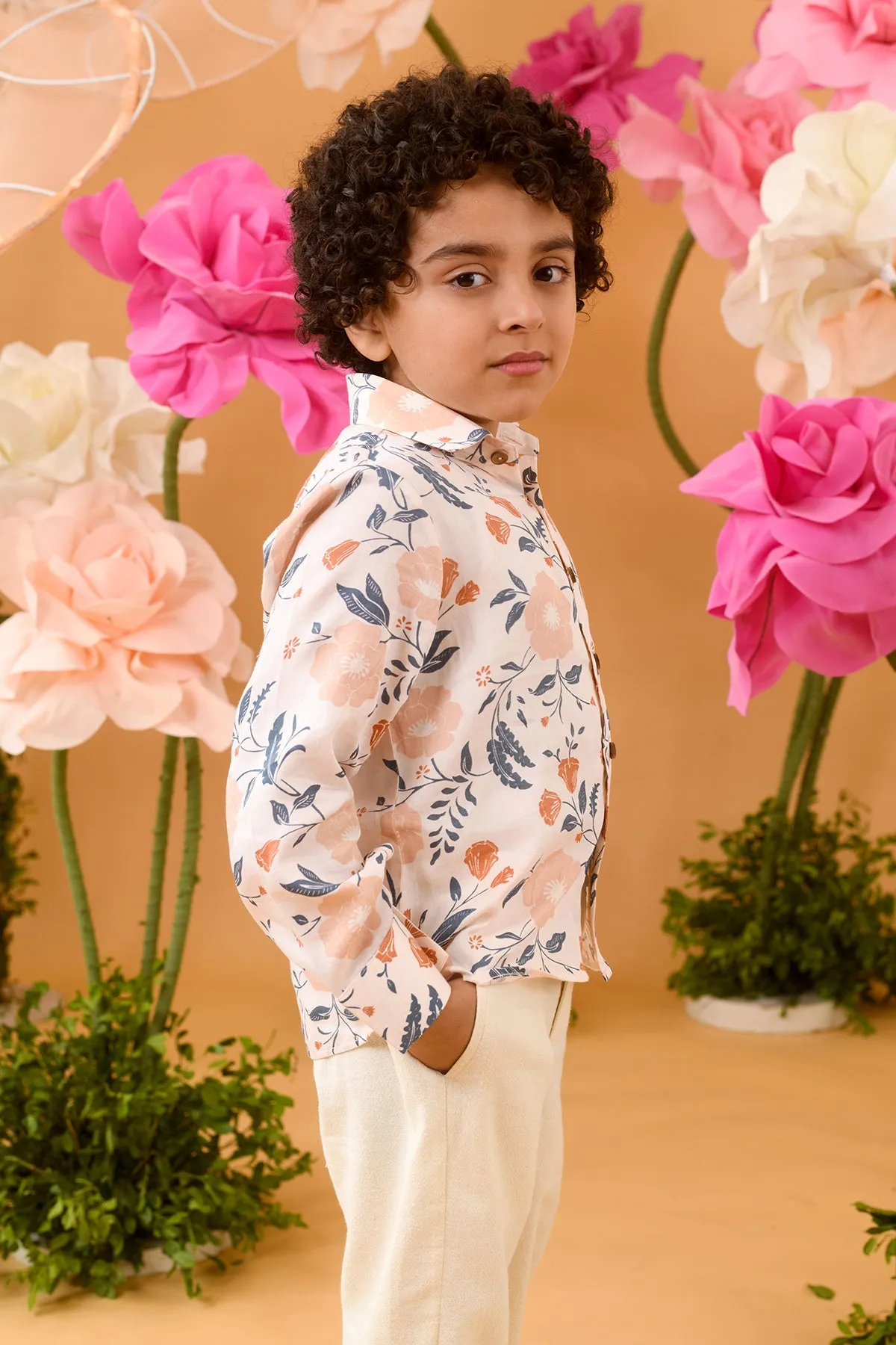 Elysian Vision- Cotton Satin Printed Shirt For Boys