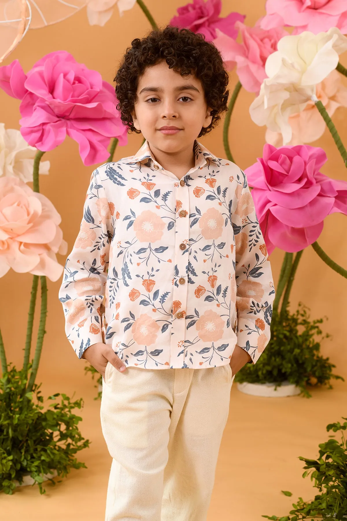 Elysian Vision- Cotton Satin Printed Shirt For Boys