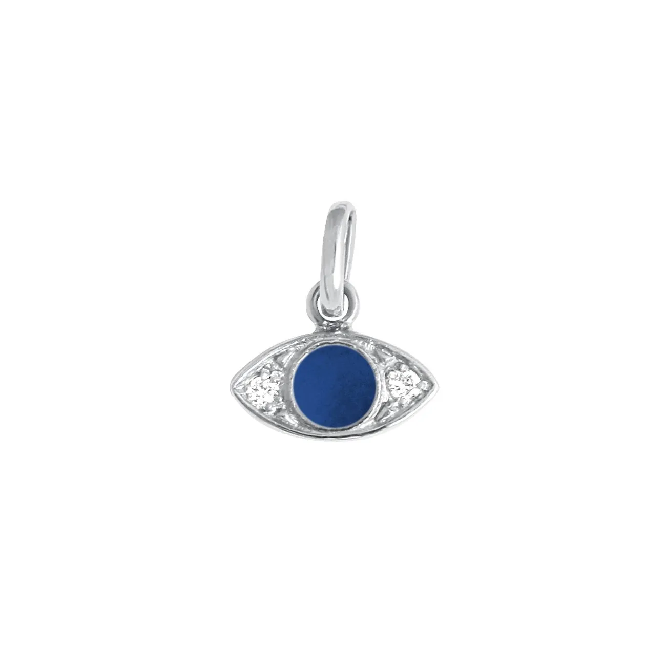 Eye Lapis Resin diamond pendant, White Gold