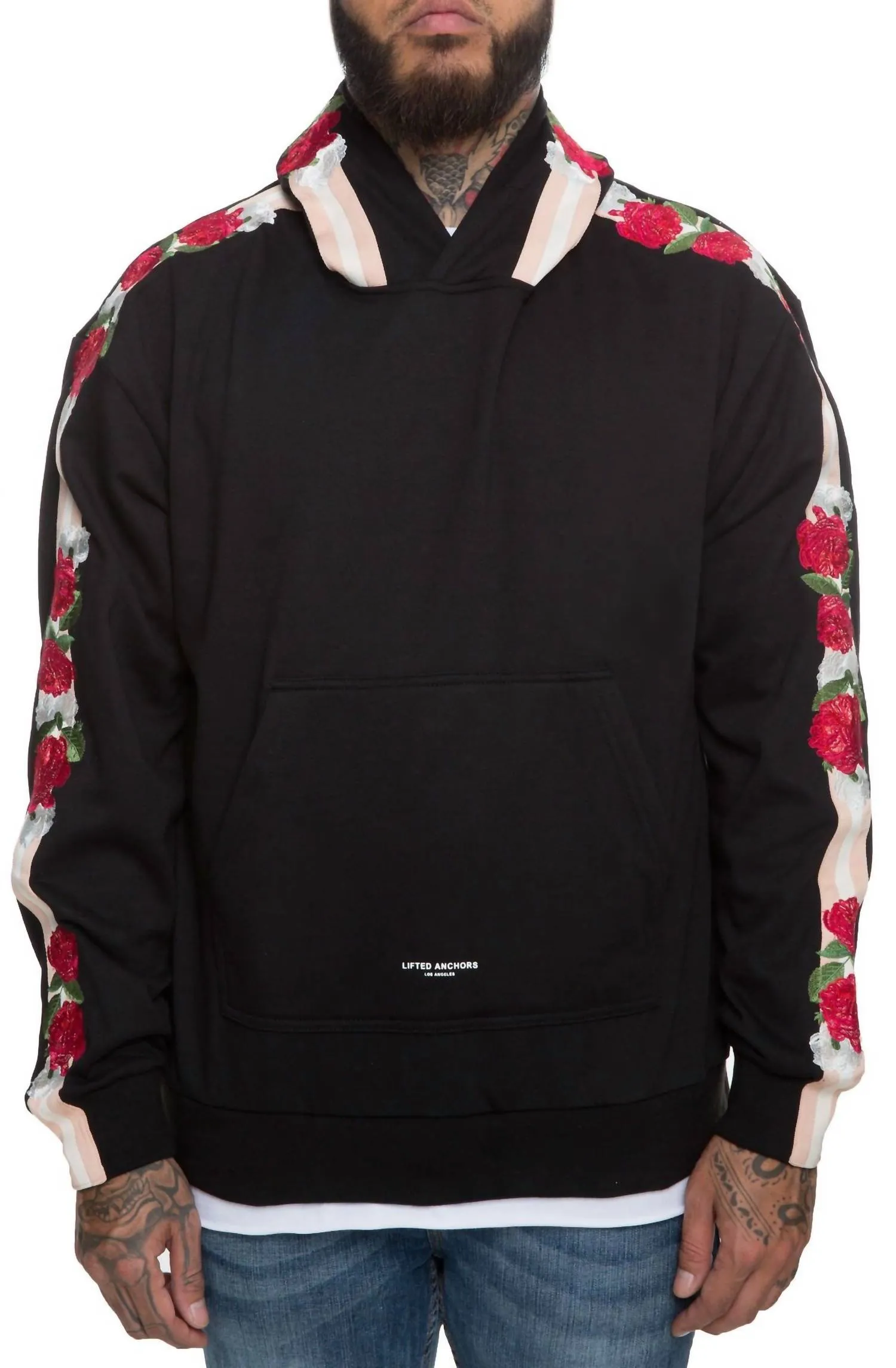 Floral Hoodie In Black