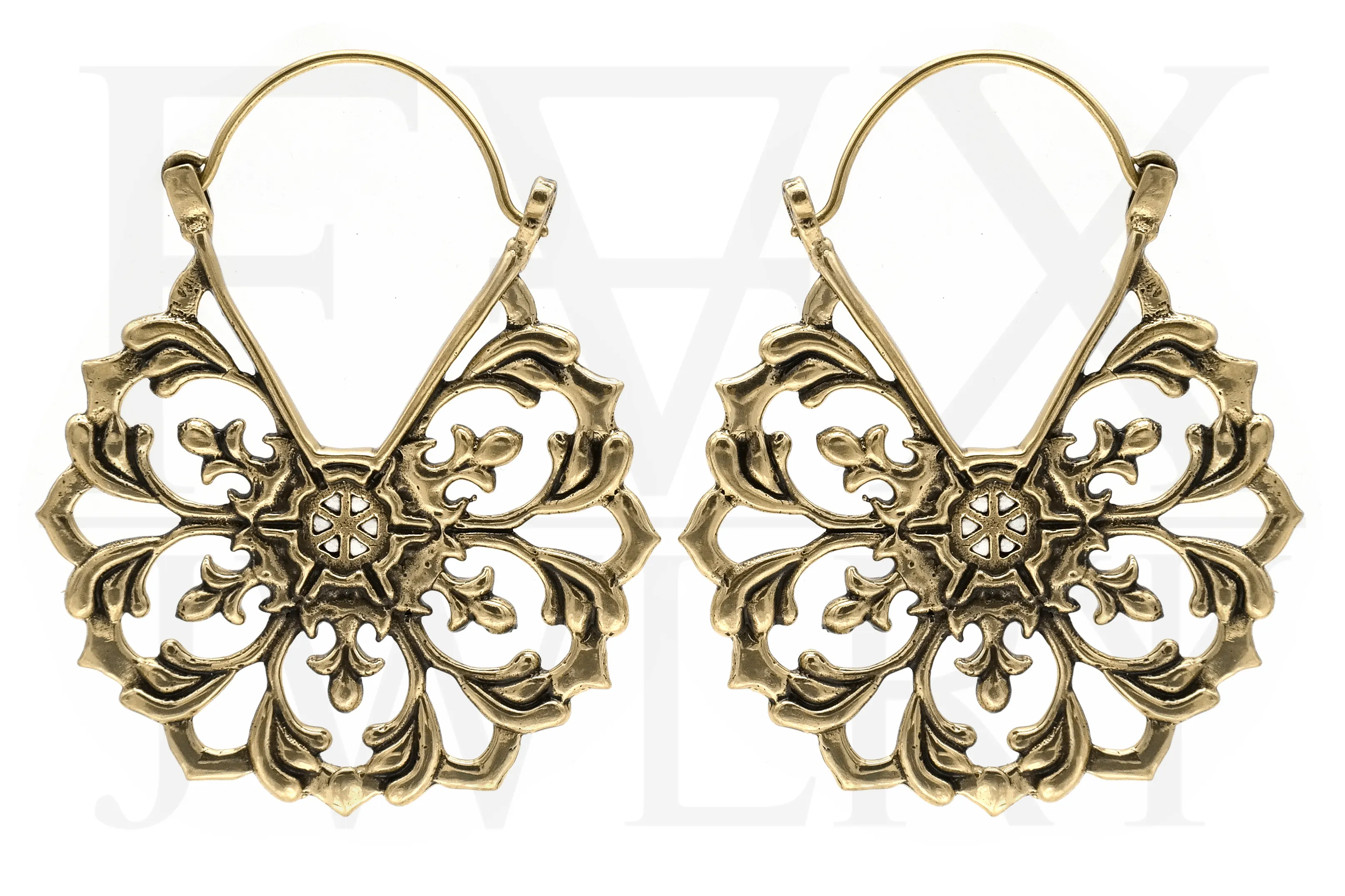 Golden Gothic Floral Earrings