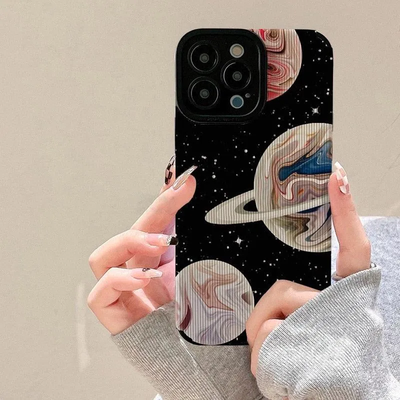 Gorgeous Planet and Stars Cute Phone Case for iPhone 11, 12, 13, 14 Pro Max, XR, XS Max, 7, 8 Plus: A Stunning Cover