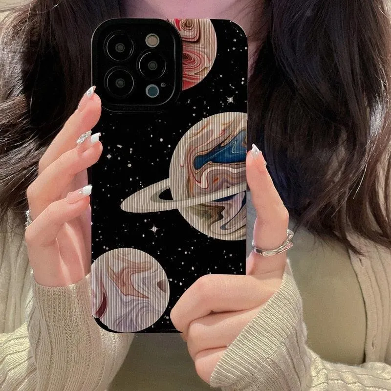 Gorgeous Planet and Stars Cute Phone Case for iPhone 11, 12, 13, 14 Pro Max, XR, XS Max, 7, 8 Plus: A Stunning Cover