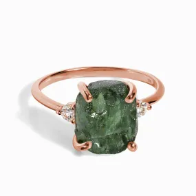 Green Apatite Diamond Ring - Raw Allure