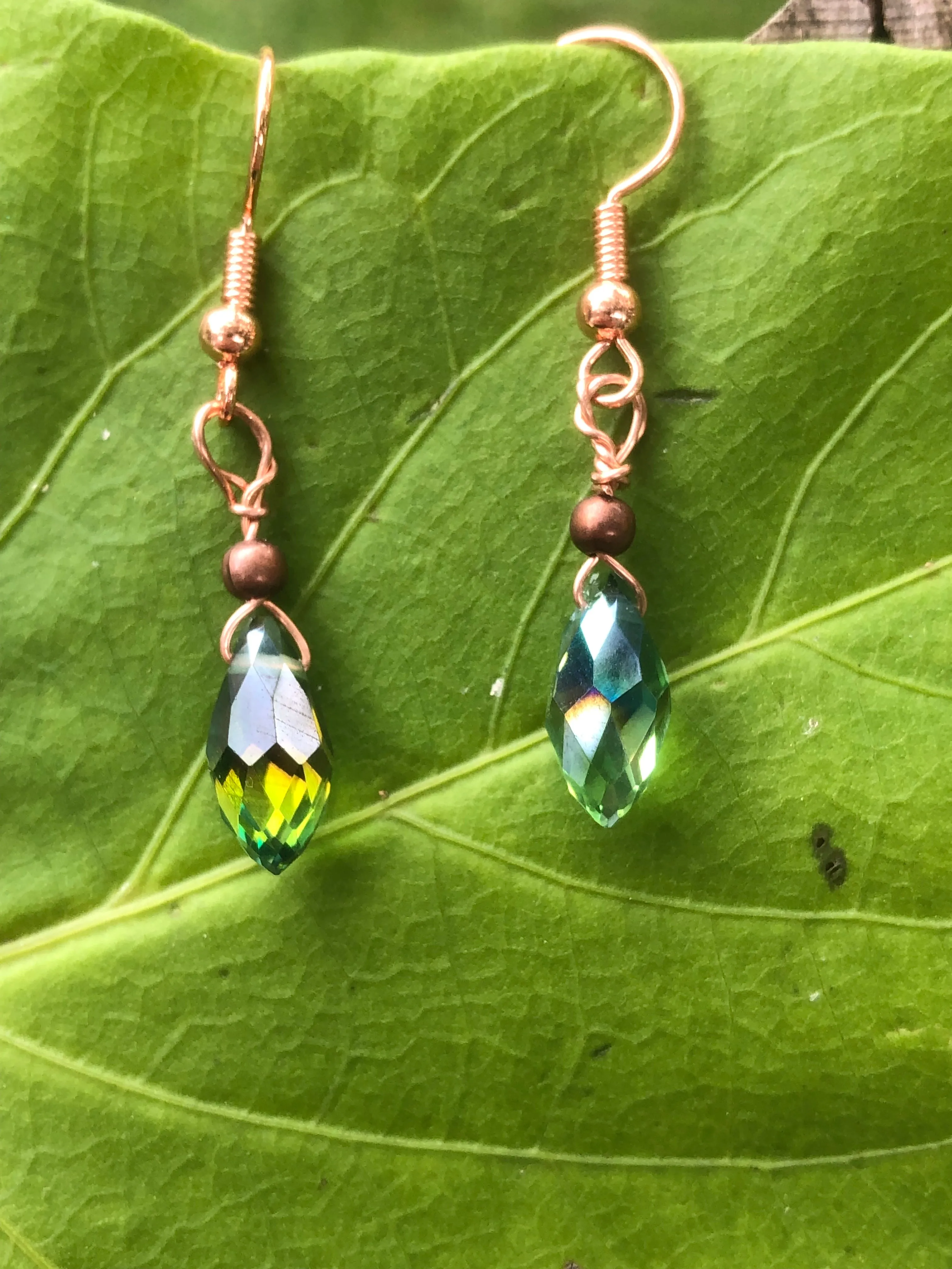 Green Iridescent Teardrop Earrings