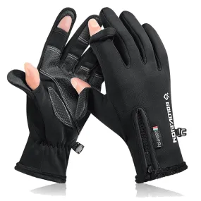 Insulated Fishing Gloves 2-Finger Flip Gloves Non-Slip Waterproof