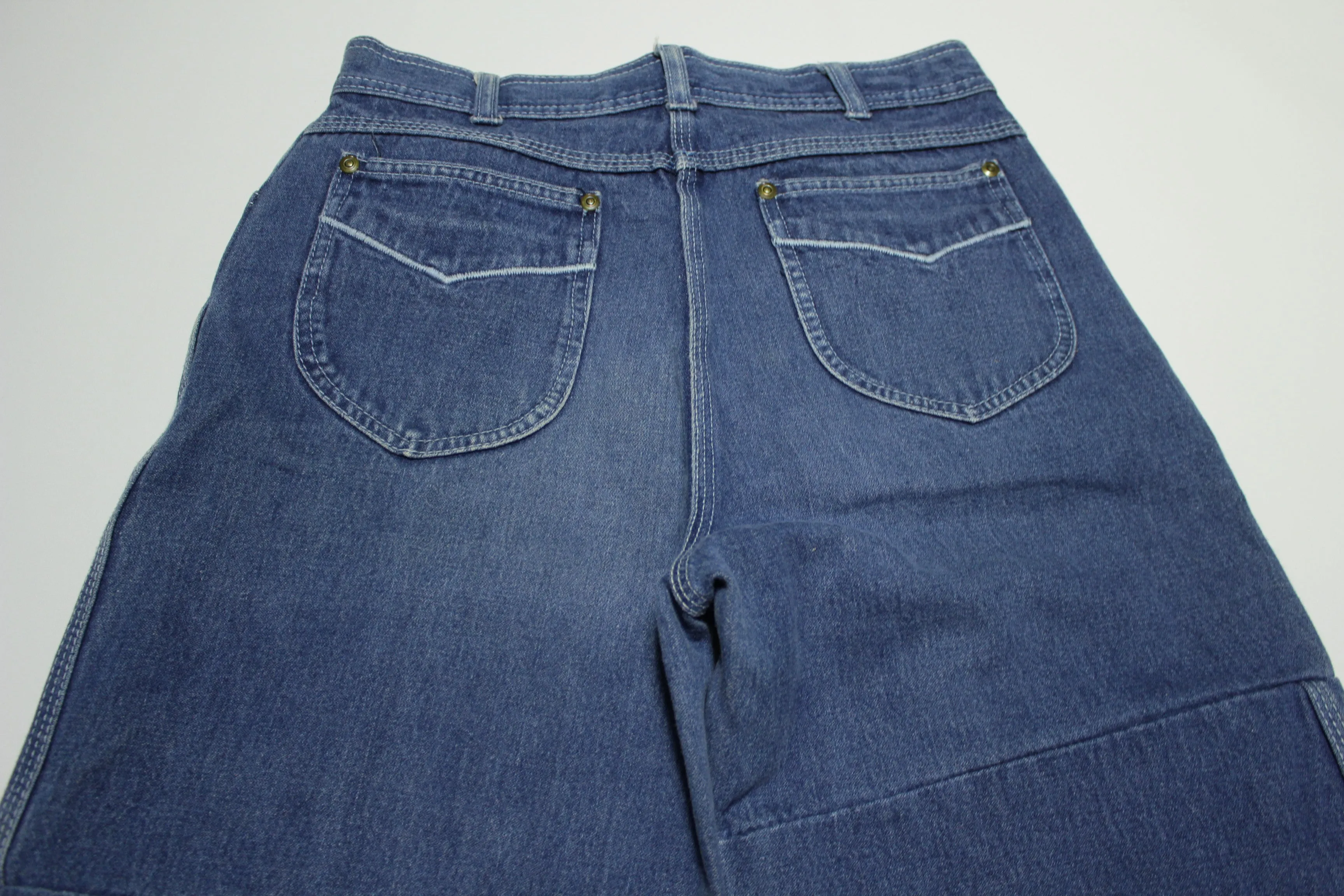 International UK Vintage 80's Custom Short Capri Style Wide Leg Blue Jeans