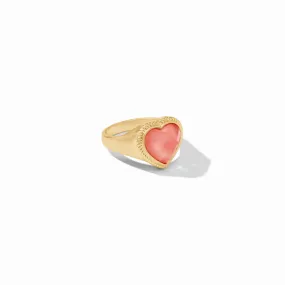 Julie Vos Heart Signet Ring, Blush Pink