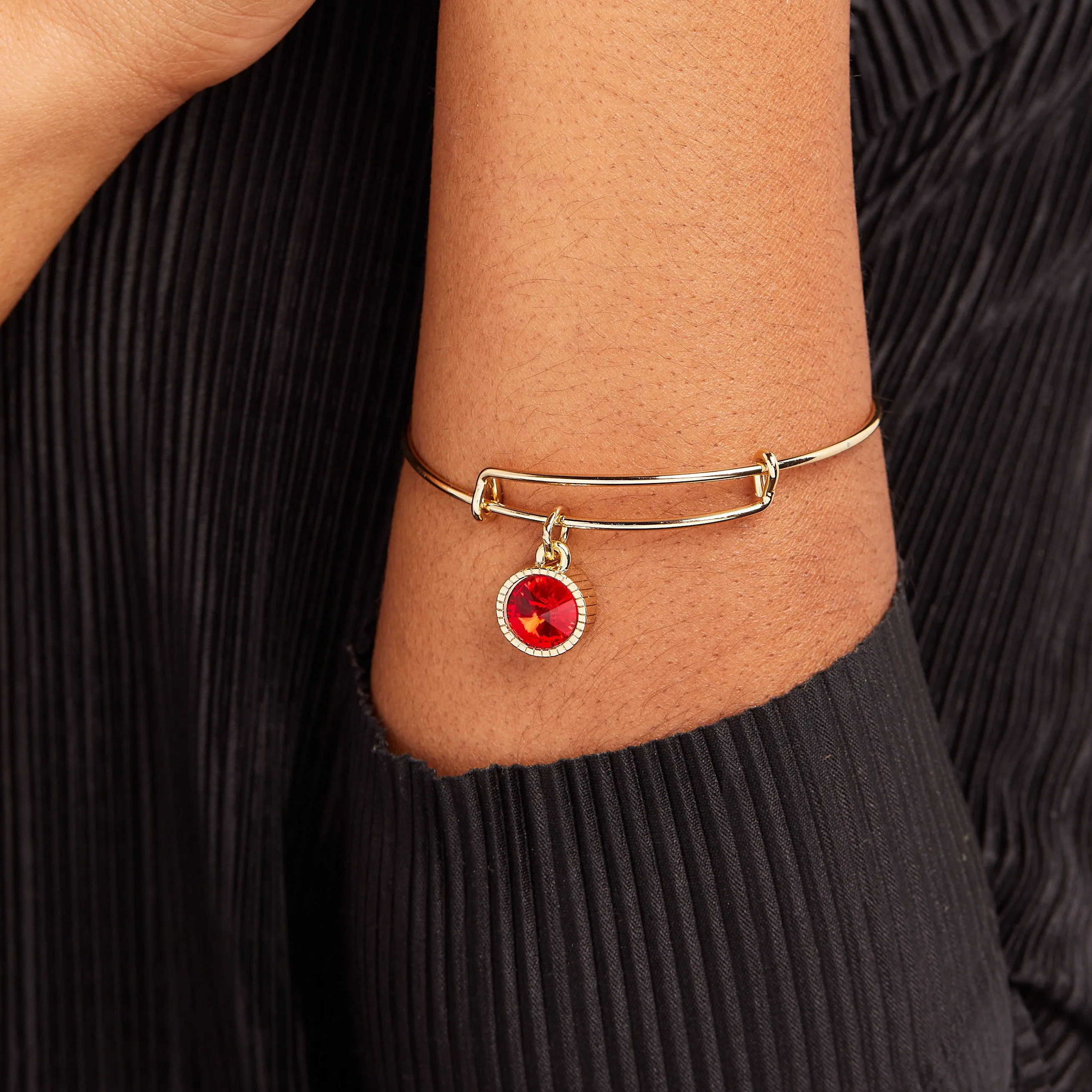 July Birthstone Charm Bangle, Ruby