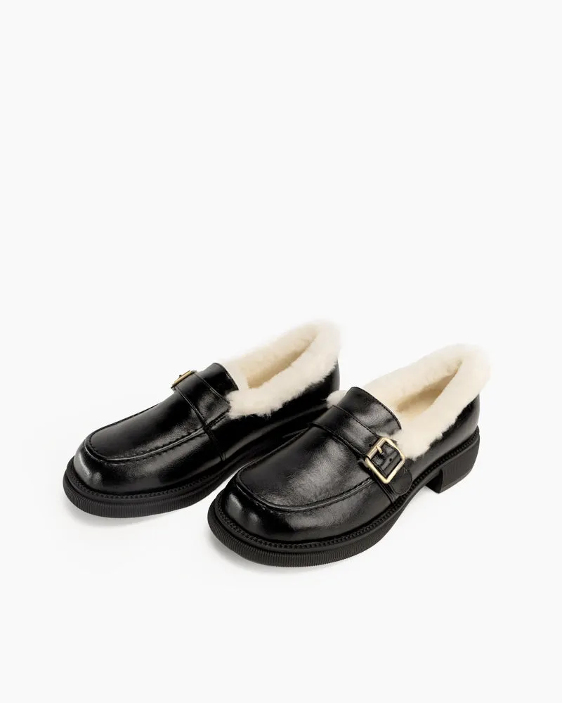 Lamb Fur Slip-on Comfortable Flat Loafers