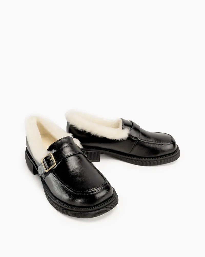 Lamb Fur Slip-on Comfortable Flat Loafers