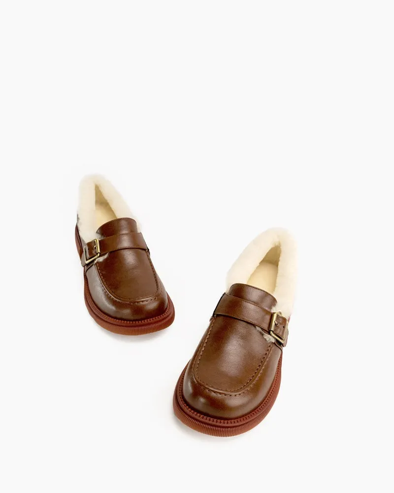 Lamb Fur Slip-on Comfortable Flat Loafers