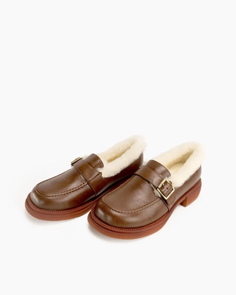 Lamb Fur Slip-on Comfortable Flat Loafers