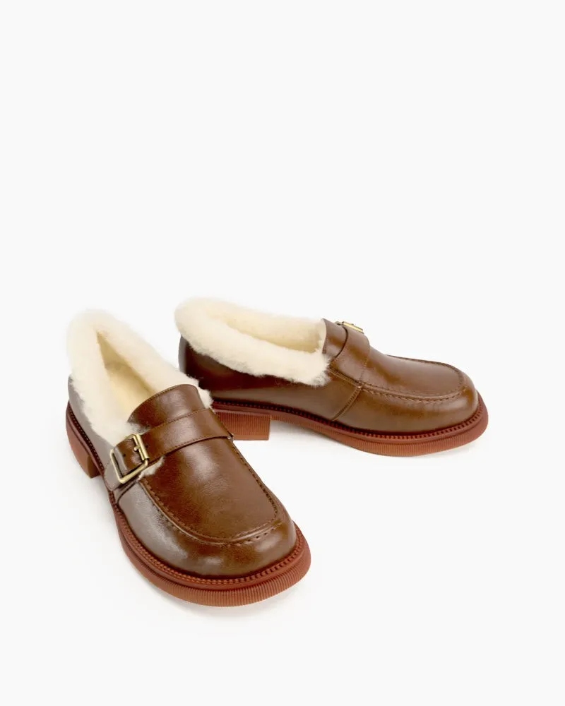 Lamb Fur Slip-on Comfortable Flat Loafers