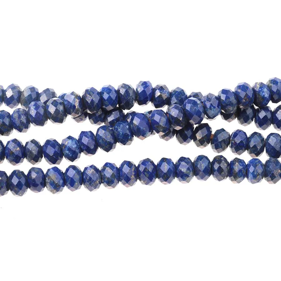 Lapis 8mm Faceted Rondelle Large Hole (2-2.5mm) 8-Inch