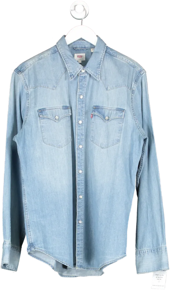 levis Blue Barstow Standard Fit Western Shirt UK L