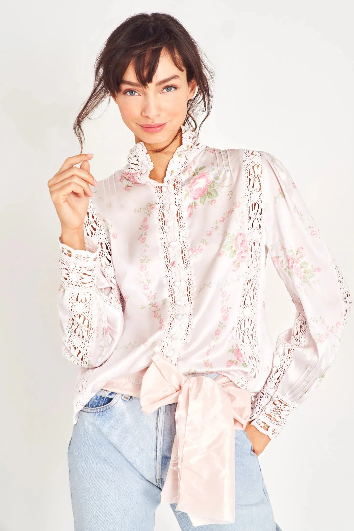 LOVE SHACK FANCY Jacque Silk Top