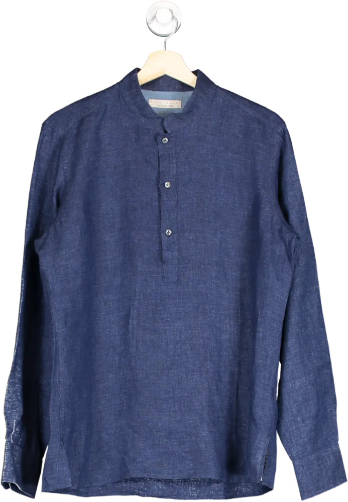 Luca Faloni Blue Versilia Linen Shirt UK S