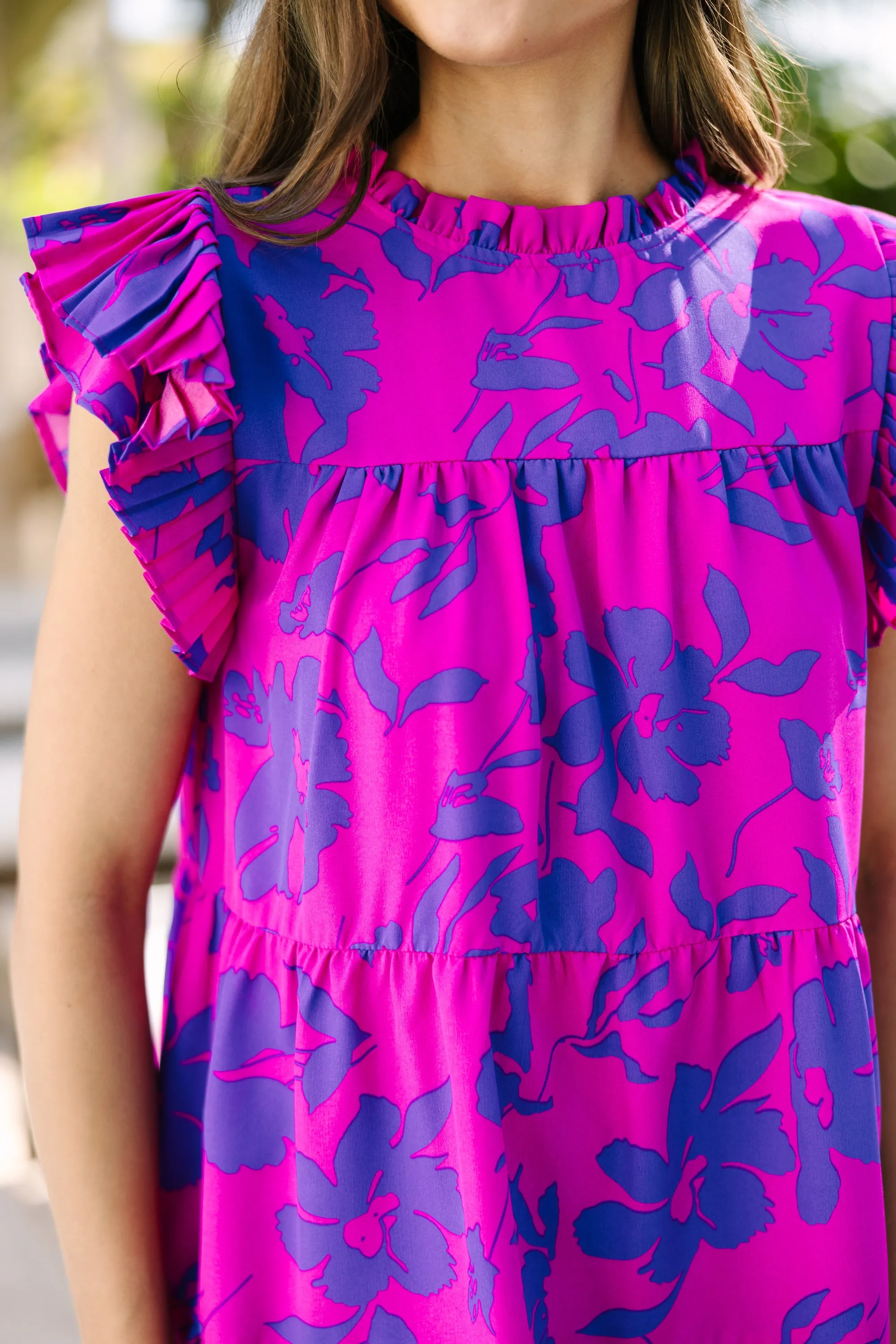 Make My Day Magenta Purple Floral Babydoll Dress