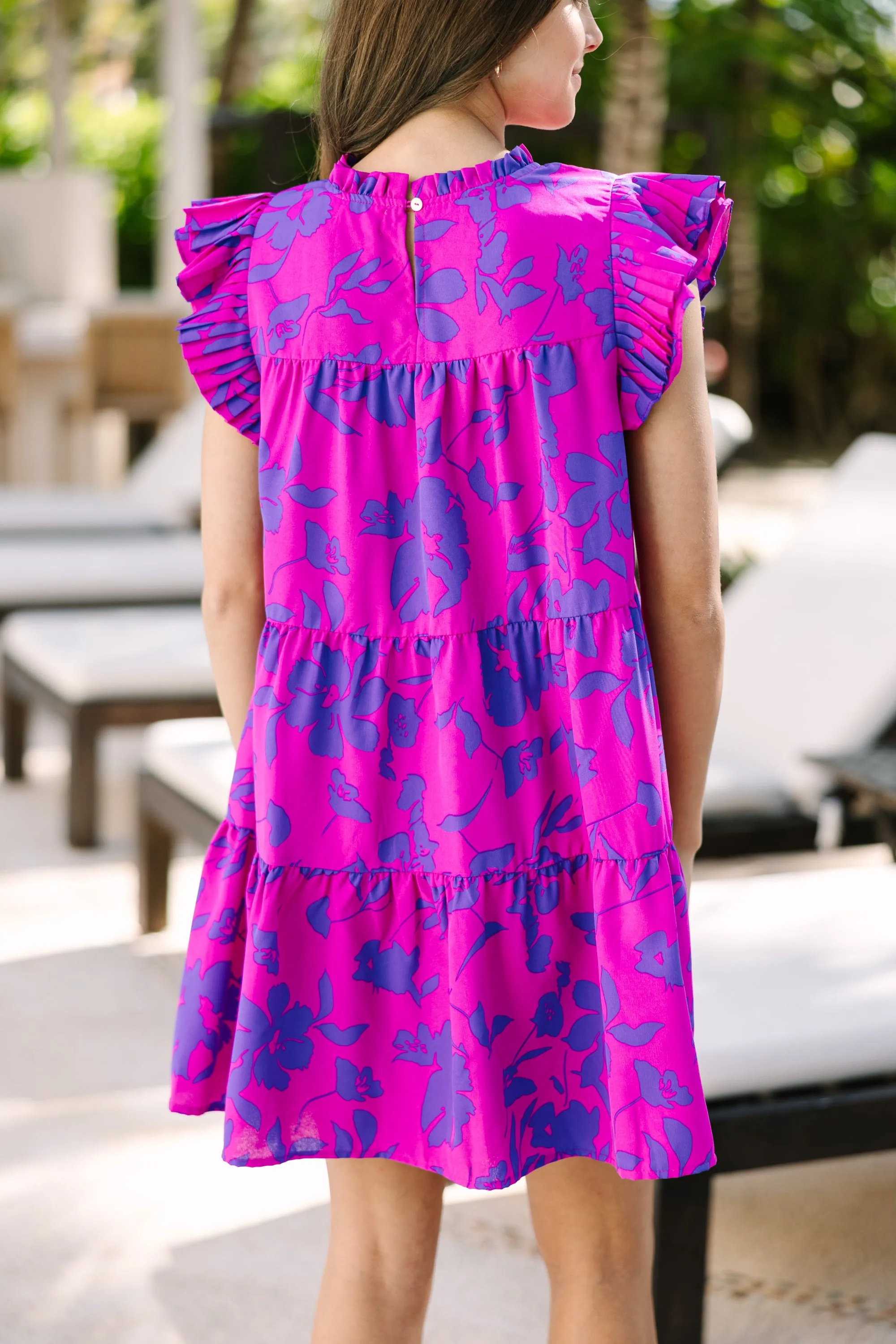 Make My Day Magenta Purple Floral Babydoll Dress