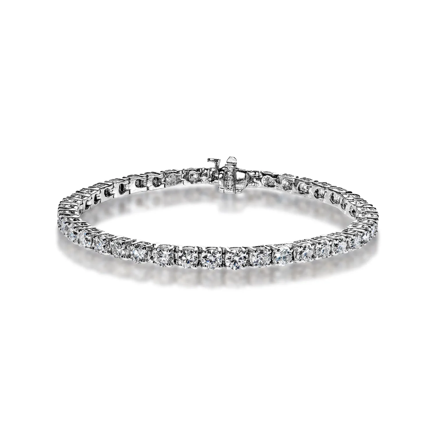 Margot 10 Carat Round Brilliant Single Row Diamond Tennis Bracelet in 14k White Gold