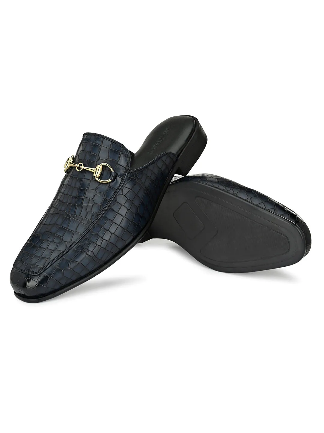 Midnight Blue Horsebit Mules