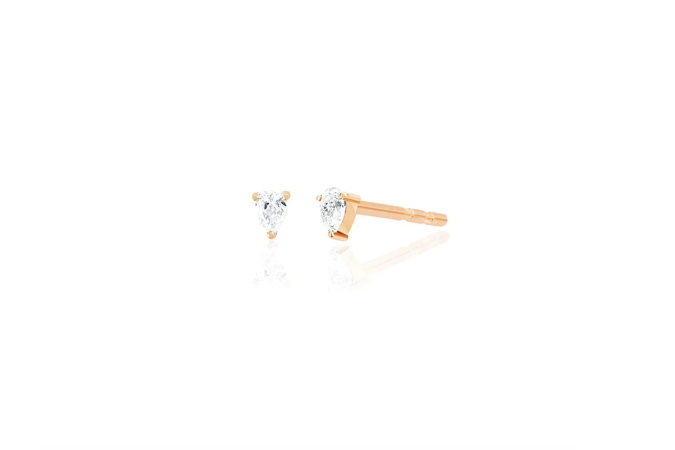 Mini Diamond Pear Stud Earring